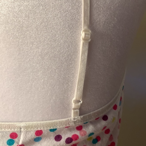 Wet Seal White Cami w/ Multi Color Polka Dots Adjustable Straps Size L - Picture 3 of 5